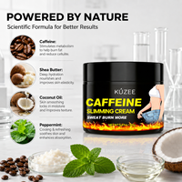 Crème Amincissante Végétalienne Naturelle aux Herbes, Caféine, Beurre de Karité Bio, Extrait de Menthe Poivrée, Brûle-Graisse, Anti-Cellulite, Raffermissante, Perte de Poids