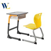 Table de classe moderne en métal en forme de C et ensemble de chaises en bois sièges de bureaux pour élèves du primaire et du secondaire avec un design élégant