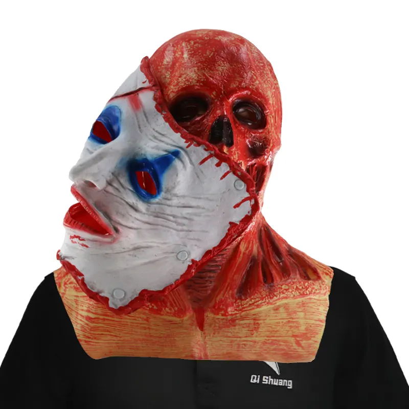 Maschera da Clown strappata a doppio strato Horror di Halloween costume Cosplay di carnevale di Pasqua raccapricciante maschera in lattice integrale per adulti