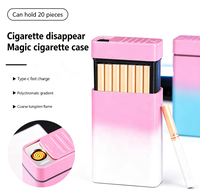 Étui à cigarettes carré 2-en-1 en plastique, étanche, écologique, durable, réutilisable, portable, avec fonction de recharge pour briquet électronique