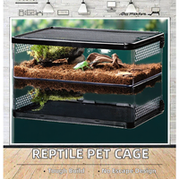Boîte d'élevage de reptiles de luxe Réservoir rampant résistant à l'évasion pour grenouilles à cornes Tortues Hamsters Serpents de maïs en plateau en plastique