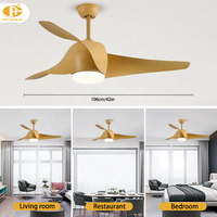 Ventilateur de plafond à lumière LED de style simple de 42 pouces avec lames ABS Smart Home Decor Télécommande à moteur à courant continu pour salon Couleur bois