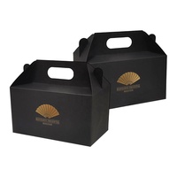 Style de couleur personnalisé décoration cadeau Deluxe boîte à provisions noire poignée d'emballage faveur de fête boîtes à pignon