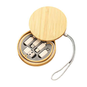 Câble USB en bois écologique |   Câble de charge rapide en bambou naturel |   Cadeau technologique promotionnel unique avec logo - Product Image 2