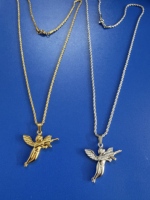 Collier tendance avec pendentif ange en acier inoxydable plaqué or et argent, chaîne torsadée, bijoux punk pour hommes