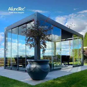 AlunoTec Outdoor Waterproof Garden Gazebo Motorized Gazebo Aluminum Arches Arbours Pergolas