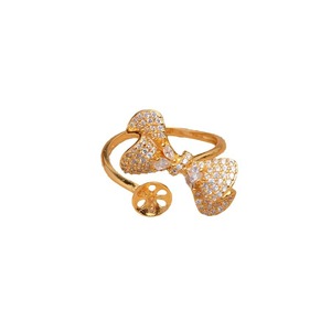 Wenchi S925 Pure Silver <b>Bow</b> Ring <b>Holder</b> DIY Pearl Accessories Adjustable 9-11 Empty Jewelry Findings Components 16661 China - Product Image 5