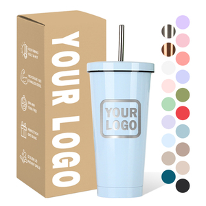 Vaso Térmico de Acero Inoxidable de Doble Pared con Aislamiento al Vacío de 500ml y 750ml con Tapa para Pajita, Forma Redonda, para el Regreso a Clases - Product Image 2