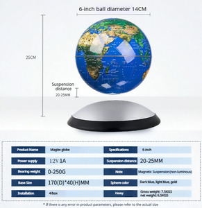 Globo Terráqueo Magnético Giratorio de Plástico Ecológico Moderno, Decoración Educativa para Sala de Estar - Product Image 3