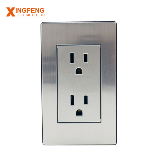 Metal Plate Cover 6 Pin Power Wall Switch Socket 118*72mm South American Series