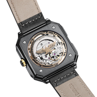 Reloj Mecánico de Lujo para Hombre MIGE, Caja de Acero Inoxidable, Cristal de Zafiro, Resistencia al Agua 5BAR, Correa de Cuero Genuino, Diseño Esqueleto