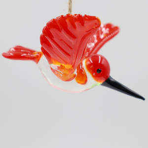 El üflemeli Murano Lampwork füzyon cam zanaat ev dekorasyon asılı Hummingbird kuş figürleri süs kanca iç için - Product Image 5