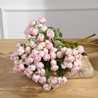 Vente en gros de mini roses artificielles en soie à plusieurs bourgeons pour bouquets de mariage, fêtes et décoration intérieure