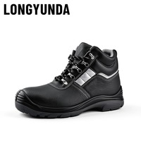 Chaussures de sécurité industrielles professionnelles pour hommes, antidérapantes, en PU, avec embout en acier, en cuir, résistantes aux perforations, bottes de travail