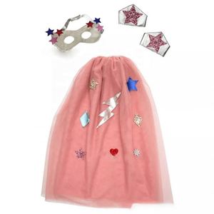 Capa de princesa para niñas y niños, capa de Cosplay para fiesta con máscara para niñas pequeñas, conjunto de capa de princesa para juego de simulación - Product Image 3