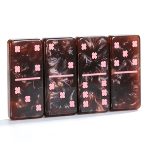 Juego de dominó personalizado al por mayor, color marrón y rosa, 28 piezas, doble seis, juegos de mesa, dominós de resina de colores - Product Image 4