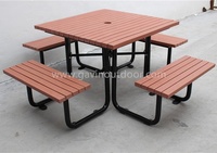 Mobilier de rue, lamelles en plastique recyclé HDPE, table de pique-nique de rue extérieure et chaises de banc
