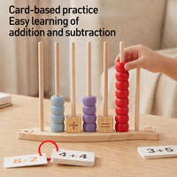 Jouets mathématiques en bois Montessori en gros : jeu d'addition, de soustraction et de comptage avec cartes pour l'éducation des tout-petits