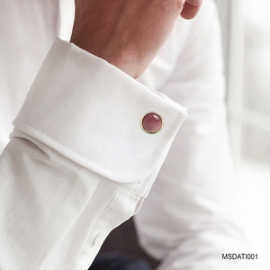 Gemelos chapados en oro de 18 quilates personalizados profesionales para hombres Fengshui Gemstone Purple Agate MSDATI001 Tinh Vu Collection - Product Image 4