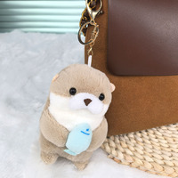 Porte-clés loutre en coton créatif, jouet en peluche pour sacs et poupées, couleur rouge