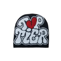 Bonnet tricoté unisexe respirant en jacquard à motif de dessin animé avec logo, idéal pour l'automne/hiver, accessoire de mode en gros pour le voyage, tissu courant