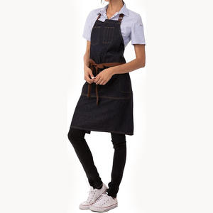 <span class=keywords><strong>Delantal</strong></span> <span class=keywords><strong>de</strong></span> Mezclilla Negro Resistente y Largo con Bolsillo para Bartenders, Pintores, Artistas Florales y Panaderías - Product Image 6