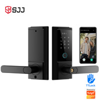 Cerradura Inteligente con Huella Dactilar SJJ, TTLock, Aplicación Tuya Opcional, Teclado Táctil, Tarjeta IC RFID, Entrada sin Llave, Puerta de Madera, Hotel, Apartamento