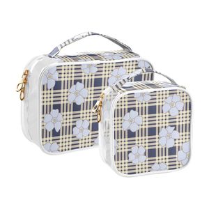 Bolsa de Maquillaje de PVC con Estampado de Hibisco Hawaiano, 2 Piezas, Logotipo Personalizado, Bolsa de Cosméticos Portátil de Viaje, Impermeable, Bolsa de Aseo - Product Image 2