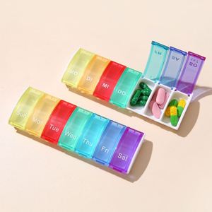Boîte à pilules portable personnalisée pour 7 jours, en plastique, colorée, pour la vente au détail, étuis de rangement pour pilules - Product Image 1