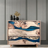 Buffet en bois avec portes en résine époxy, meuble de rangement, console, table de salle à manger, cuisine, salon, console, armoire