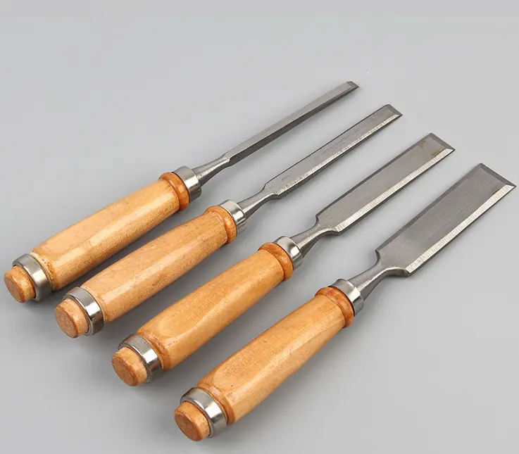 4pcs DIY Semicircular Wood Carving Knife Chisel Hand Tool with Wood Handle