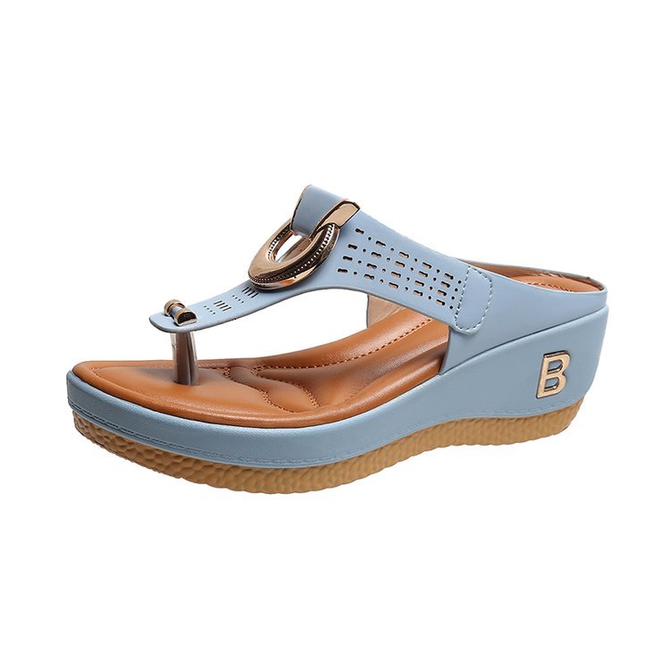 Women Flip Flop Slippers Summer Beach Flat Casual Wedges Shoes Plus Size Sandals