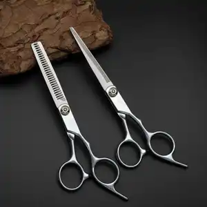 Penjualan laris gunting potong profesional toko tukang cukur baja gunting penipis mulus dan profesional pemotong pinggiran penata rambut