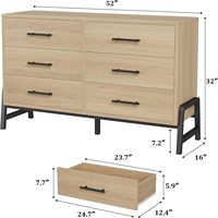 Phoenix Home Factory 6 Commode Moderne 52 "Large Tiroir Grand Espace De Stockage Autonome En Bois Rangement Chambre