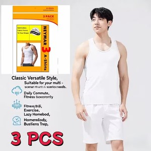 Confezione da 3.15 dollari con 3 costole di cotone in maglia Slim e stile Casual da palestra ad asciugatura rapida <span class=keywords><strong>canotta</strong></span> da <span class=keywords><strong>uomo</strong></span> con colori - Product Image 3