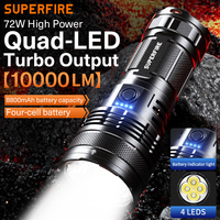 Lampe torche tactique LED SUPERFIRE M7 rechargeable par USB, étanche IP65, 10000 lumens, portée du faisceau de 400 m, en alliage d'aluminium, SOS, camping