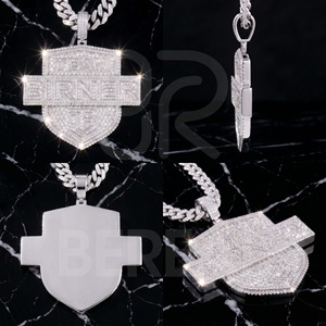 Gra Certified VVS Moissanite Iced Out <b>Initial</b> <b>Pendant</b> Luxury Hip Hop Round Diamond 925 <b>Silver</b> 3D Name <b>Pendant</b> Fine Men Jewely - Product Image 2