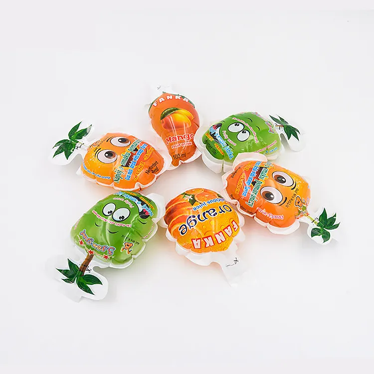 OEM Custom 50ml 100ml fruit special shape injection pouch water fruit orange strawberry juice Jelly liquid plastic Packaging bag