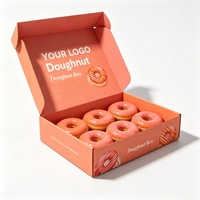 Cajas de Papel para Donuts con Logotipo Personalizado, Material Reciclable, Venta al por Mayor, Empaque Reciclable para Galletas, Caja para Llevar Donuts para Tiendas