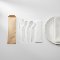 Ensemble de couverts jetables compostables directement de l'usine, couteaux, fourchettes, cuillères, ustensiles en CPLA pour les fêtes et les mariages