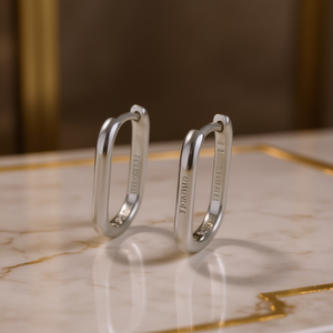 Tiffany & Co. Minimalist <b>Hoop</b> <b>Earrings</b> 925 Silver Geometric Everyday Wear Unisex <b>Fine</b> Jewelry - Product Image 2