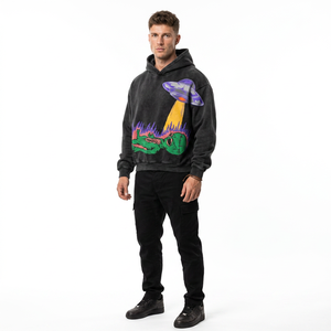 Sweat à capuche personnalisé avec imprimé graphique gothique, style grunge, surdimensionné, streetwear Harajuku pour hommes, sweat à capuche pour l'hiver et Halloween - Product Image 1