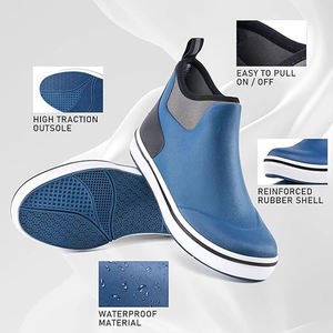 Bottes de pont bleues pour hommes, imperméables, chaussures de pont de pêche, bottes en caoutchouc antidérapantes pour la navigation de plaisance, la voile, l'extérieur - Product Image 4