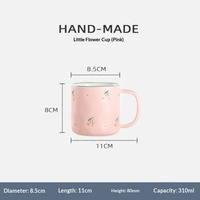 Mug au design unique, style Niche Ins, pour café et eau, mignon, en céramique pressée à la main, compatible lave-vaisselle et micro-ondes, mug de bureau pour couple, cerise