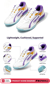 Zapatos de Tenis de Mesa Profesionales de Alta Calidad de la Marca <span class=keywords><strong>TIBHAR</strong></span>, Modelo 01922, Color Morado y Dorado, Zapatos Portátiles y Duraderos al por Mayor - Product Image 6