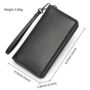 Borsa a Mano per Telefono in Pelle di Vacchetta Personalizzata per <span class=keywords><strong>Uomo</strong></span>, Portafoglio Lungo con Cerniera alla Moda, Porta Carte con Cinturino da Polso in Vera Pelle - Product Image 5