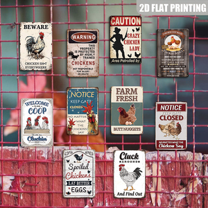10 piezas Letrero Metálico Plano <span class=keywords><strong>de</strong></span> Advertencia 'Cuidado con la Gallina Loco', Impresión 2D, Decoración <span class=keywords><strong>de</strong></span> Pared con Aviso <span class=keywords><strong>de</strong></span> Gallo <span class=keywords><strong>de</strong></span> Granja para Gallinero, Patio Trasero y Casa <span class=keywords><strong>de</strong></span> Campo - Product Image 3