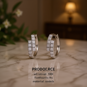 Orecchini a Cerchio E4218 in Oro Bianco con Diamanti Incastonati, Design Geometrico di Lusso, Gioielli Raffinati da Donna - Product Image 2