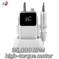 2026 Faible MOQ Ponceuse à ongles portable sans fil rechargeable 35000 tr/min Professionnelle pour pédicure Moteur à balais USB