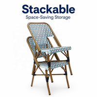Chaises de jardin empilables en rotin et aluminium pour salle à manger, cour, restaurant, café, bistrot, ensemble de meubles d'extérieur, patio, balcon
